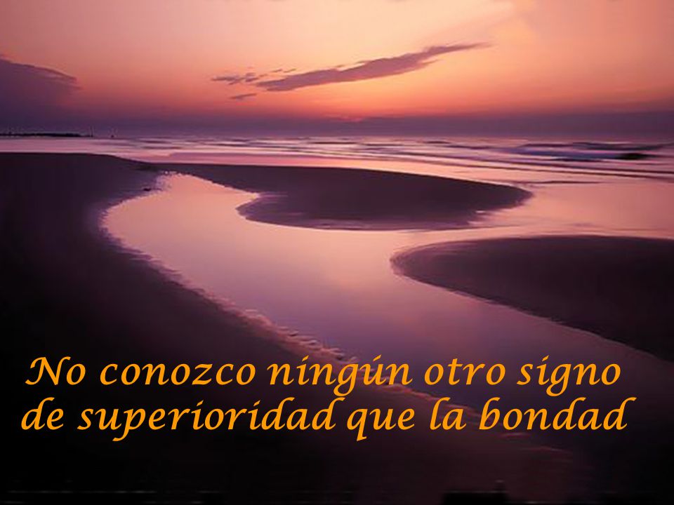 No conozco ningún otro signo de superioridad que la bondad
