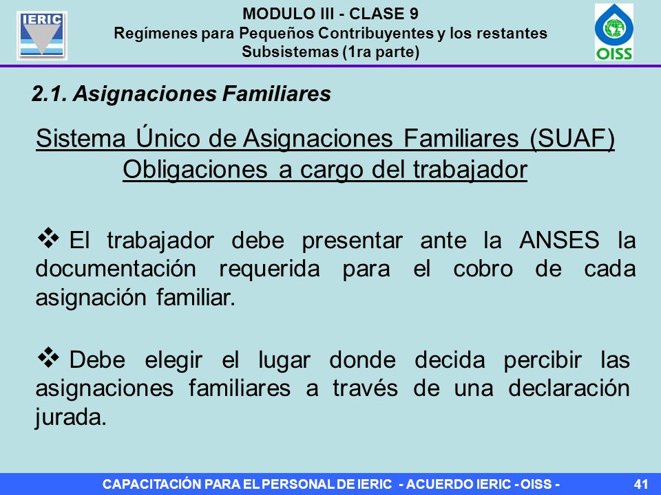 MODULO III - CLASE 9 Regímenes para Pequeños Contribuyentes y los restantes Subsistemas (1ra parte)