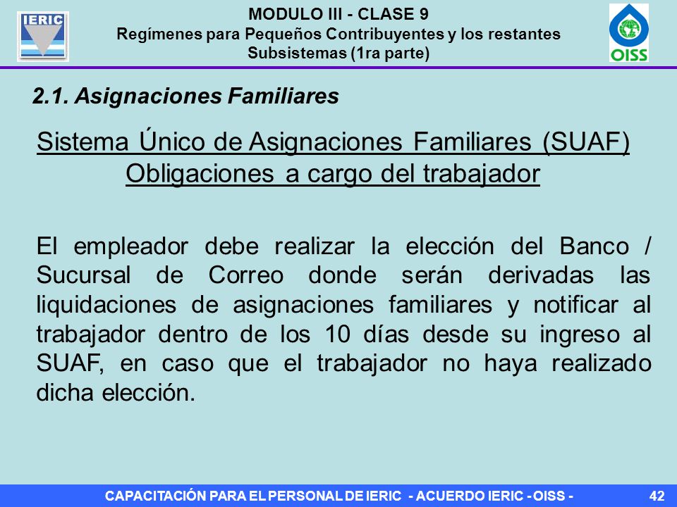 MODULO III - CLASE 9 Regímenes para Pequeños Contribuyentes y los restantes Subsistemas (1ra parte)