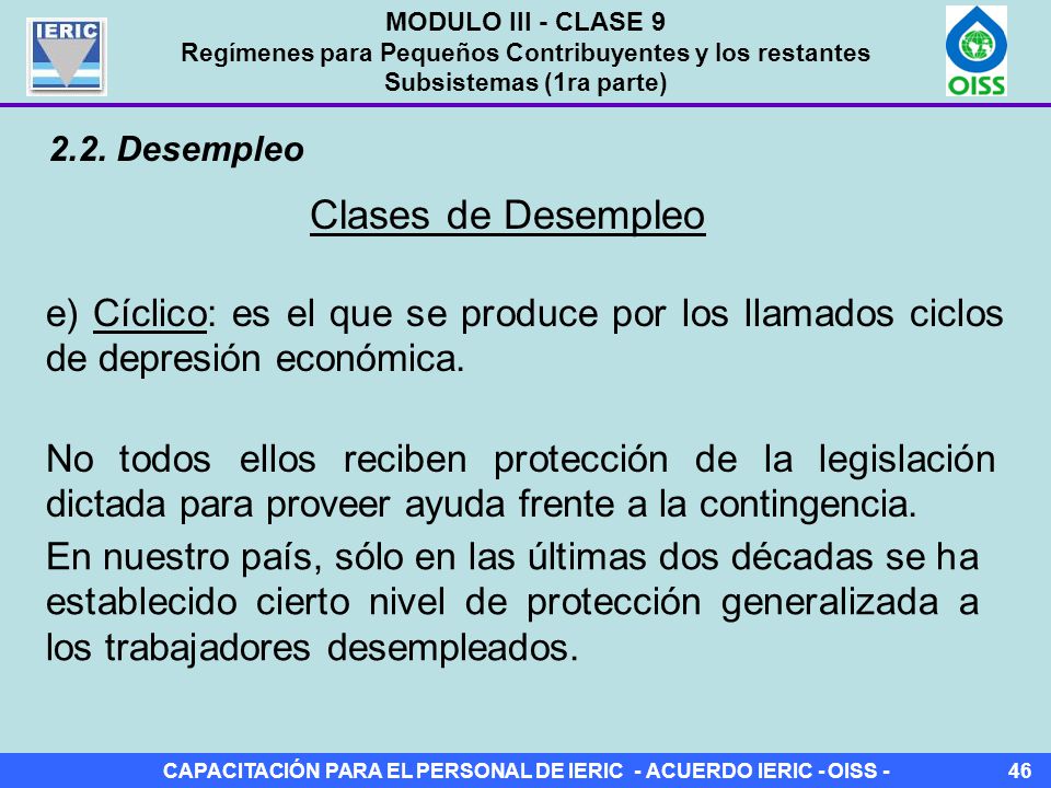 MODULO III - CLASE 9 Regímenes para Pequeños Contribuyentes y los restantes Subsistemas (1ra parte)