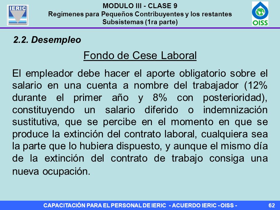MODULO III - CLASE 9 Regímenes para Pequeños Contribuyentes y los restantes Subsistemas (1ra parte)