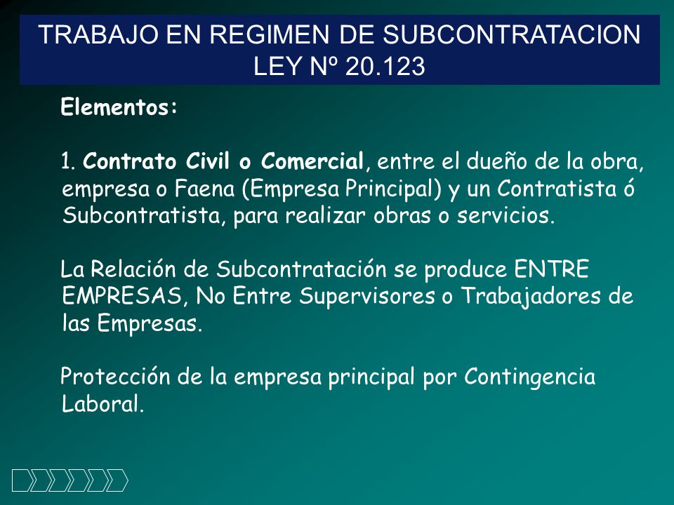 TRABAJO EN REGIMEN DE SUBCONTRATACION LEY Nº