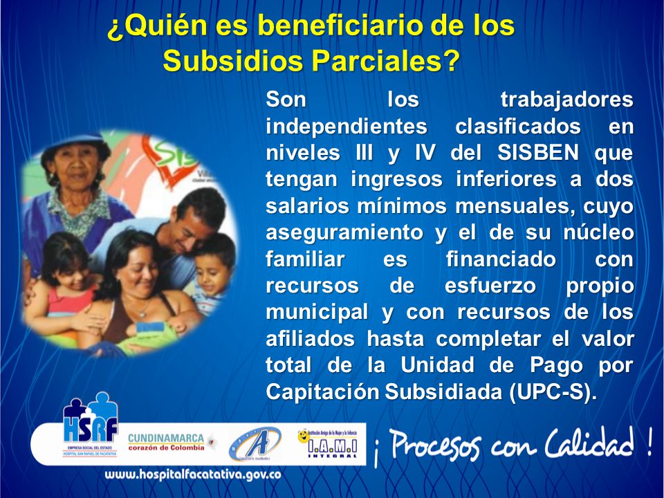 ¿Quién es beneficiario de los Subsidios Parciales