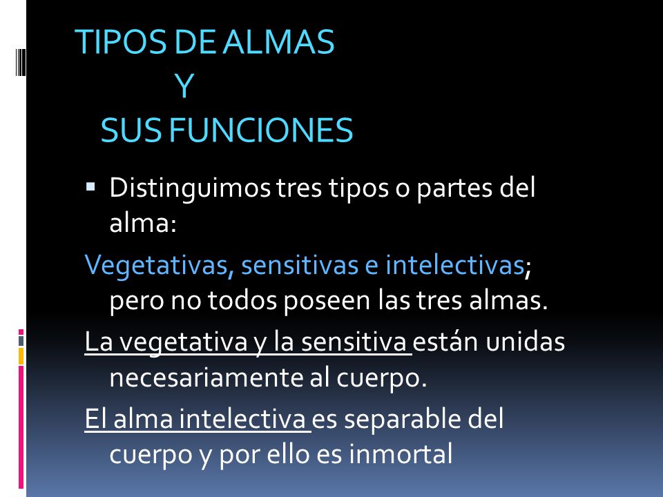 TIPOS DE ALMAS Y SUS FUNCIONES