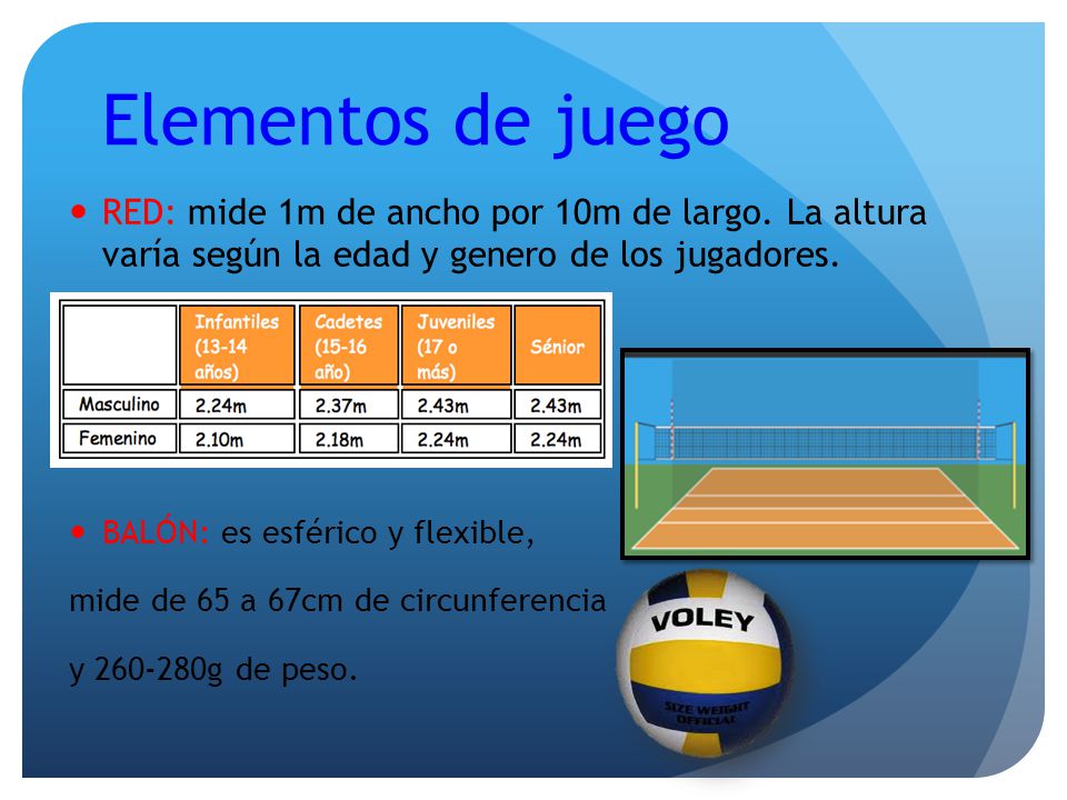 Elementos de juego RED: mide 1m de ancho por 10m de largo. La altura varía según la edad y genero de los jugadores.