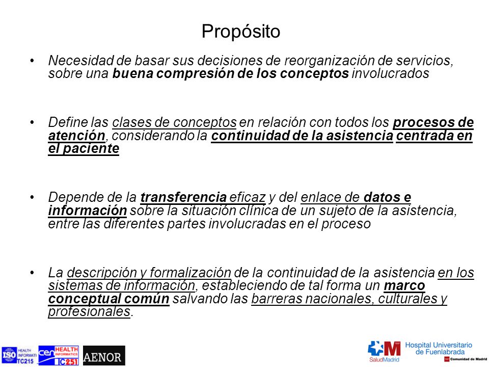 Propósito Necesidad de basar sus decisiones de reorganización de servicios, sobre una buena compresión de los conceptos involucrados.