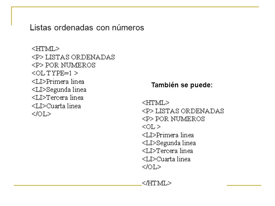 Listas ordenadas con números