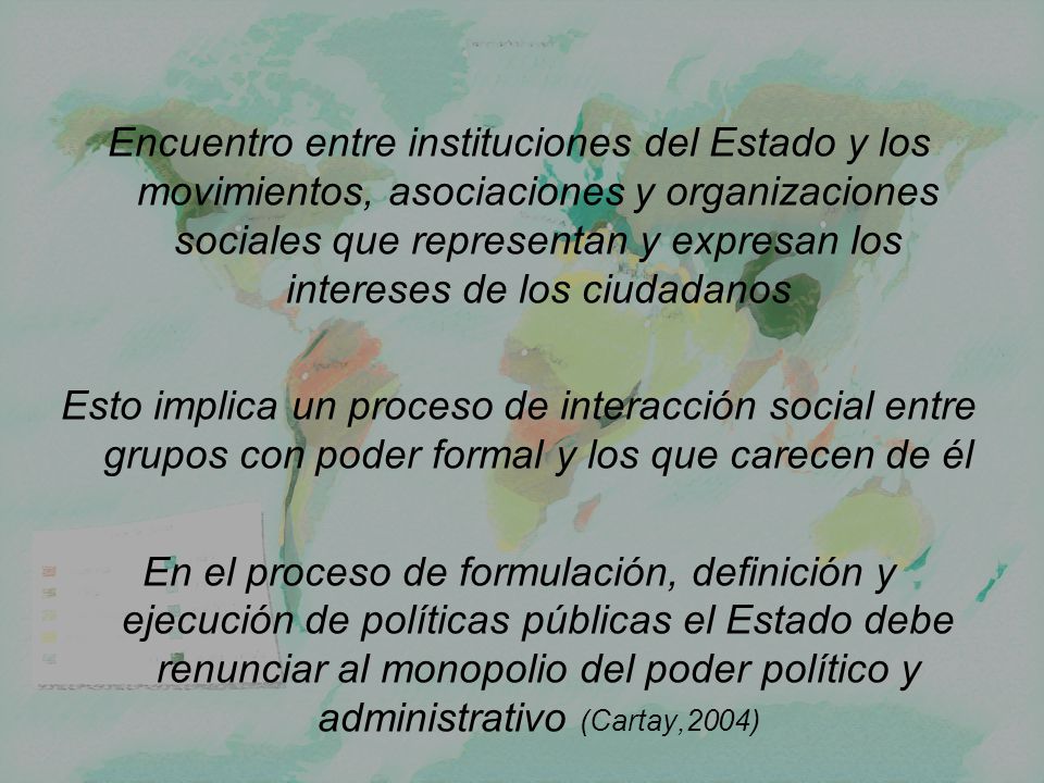 Encuentro entre instituciones del Estado y los movimientos, asociaciones y organizaciones sociales que representan y expresan los intereses de los ciudadanos