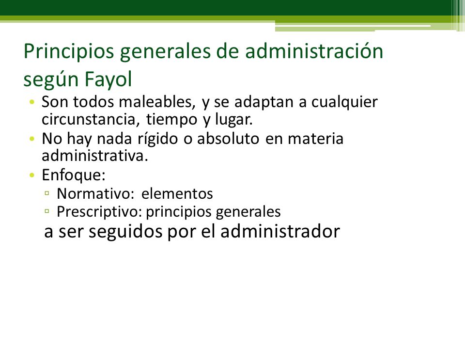 Principios generales de administración según Fayol