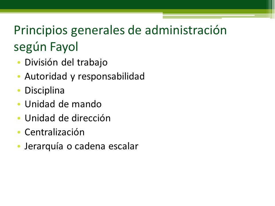 Principios generales de administración según Fayol