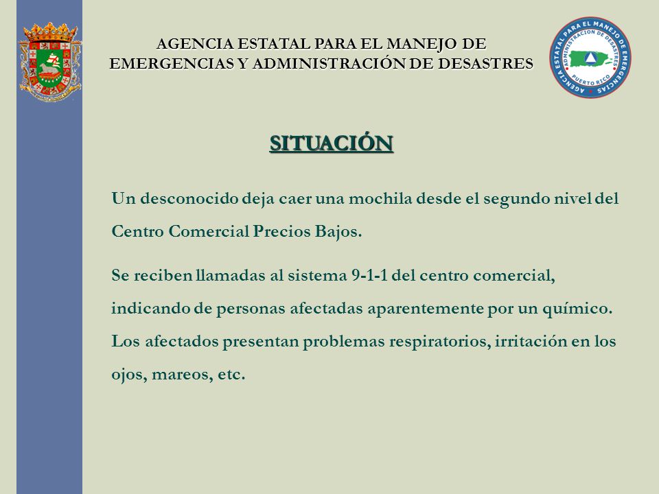 AGENCIA ESTATAL PARA EL MANEJO DE EMERGENCIAS Y ADMINISTRACIÓN DE DESASTRES