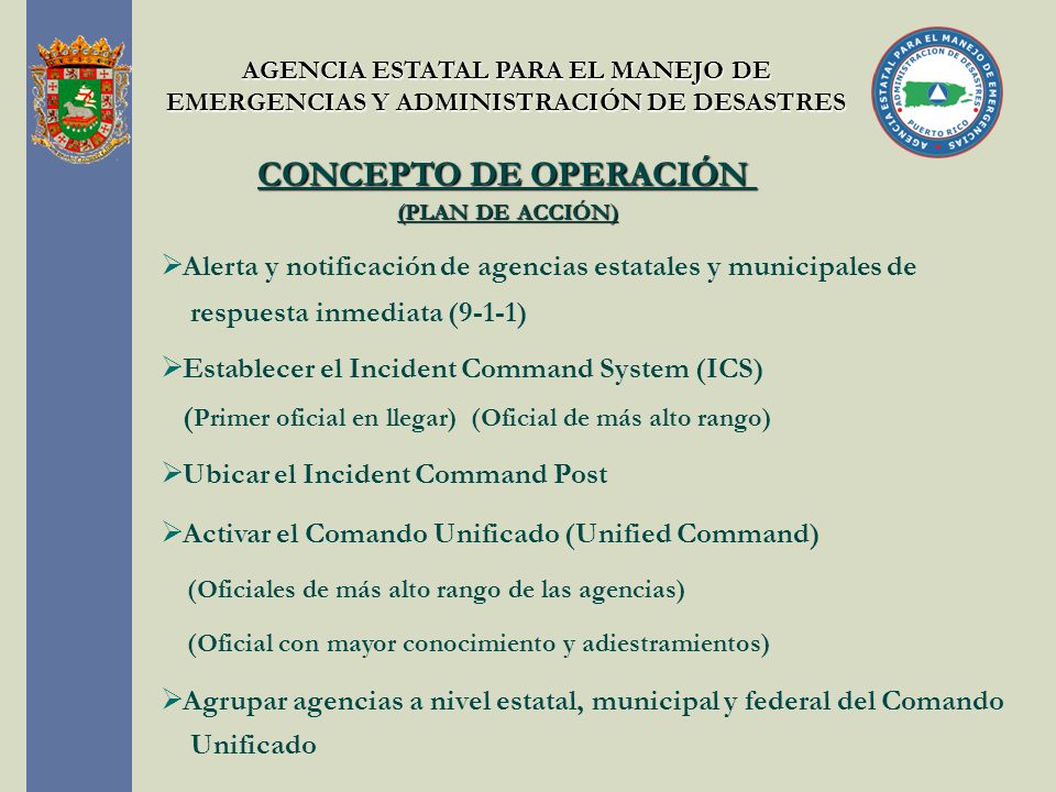 AGENCIA ESTATAL PARA EL MANEJO DE EMERGENCIAS Y ADMINISTRACIÓN DE DESASTRES