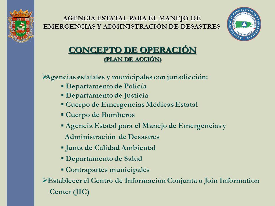 AGENCIA ESTATAL PARA EL MANEJO DE EMERGENCIAS Y ADMINISTRACIÓN DE DESASTRES