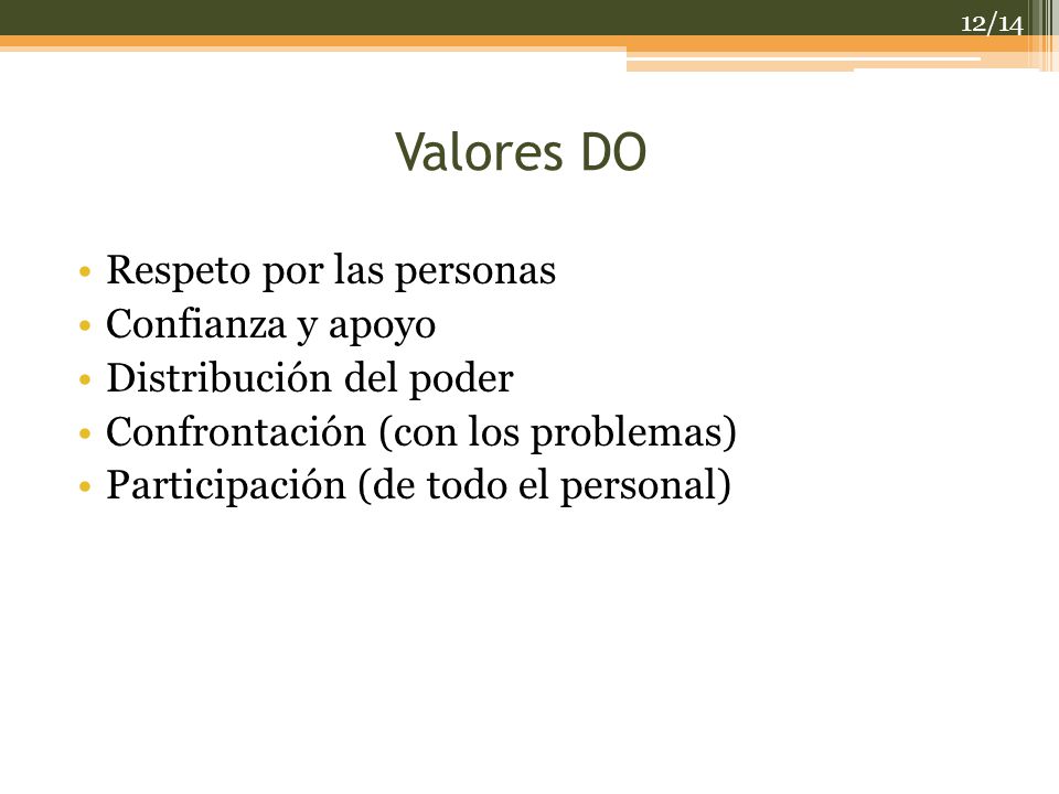 Valores DO Respeto por las personas Confianza y apoyo