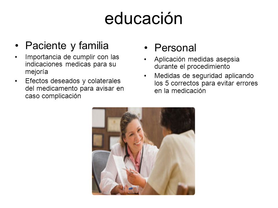 educación Paciente y familia Personal