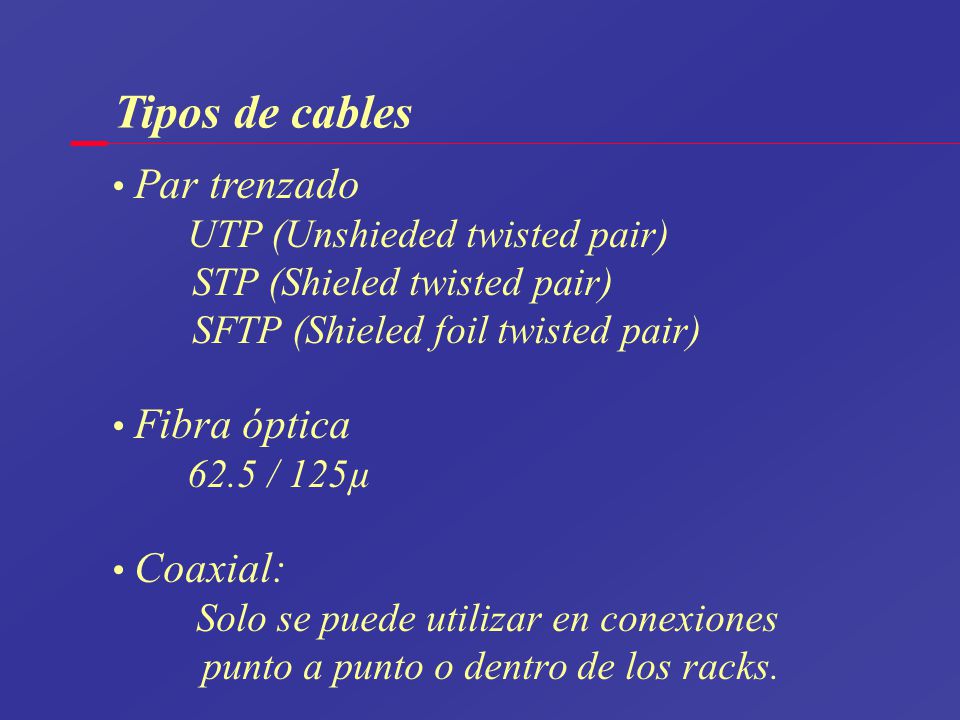 Tipos de cables STP (Shieled twisted pair)