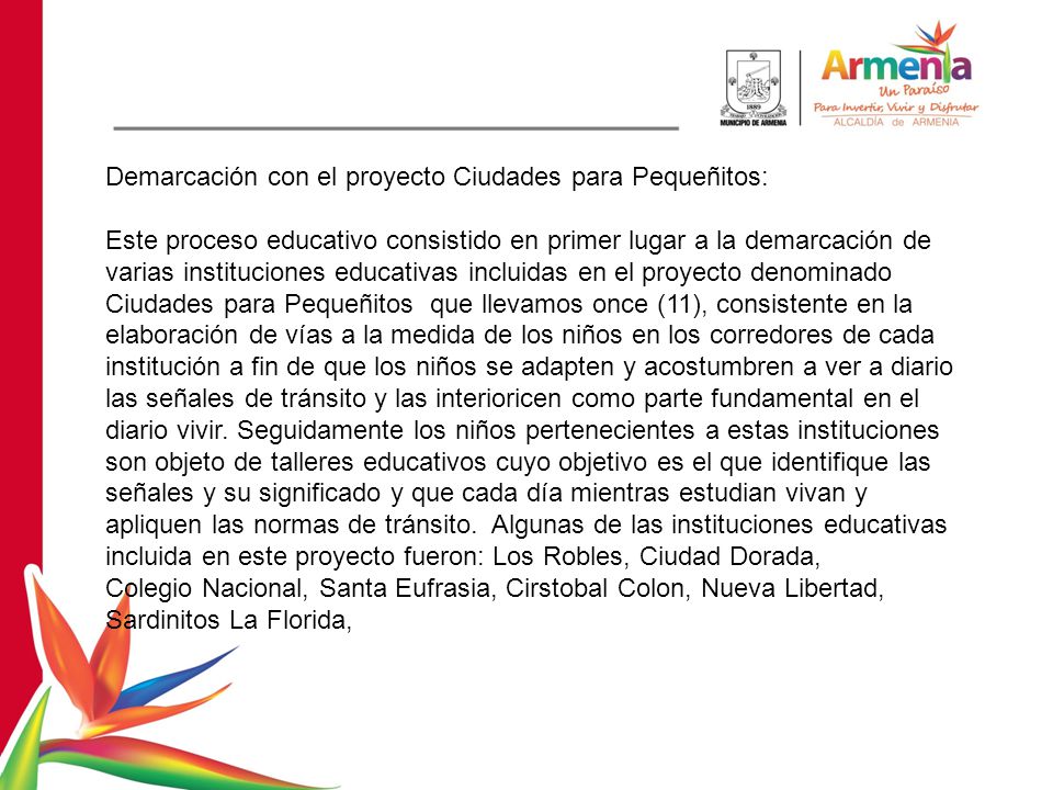 Demarcación con el proyecto Ciudades para Pequeñitos: