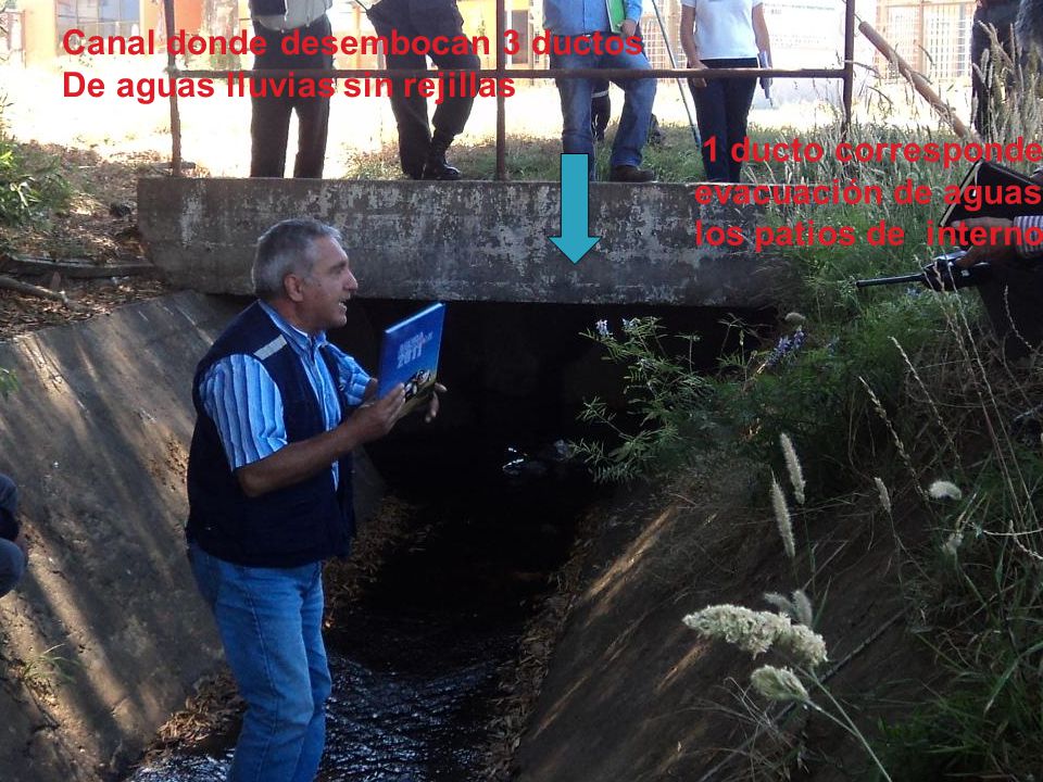 Canal donde desembocan 3 ductos De aguas lluvias sin rejillas
