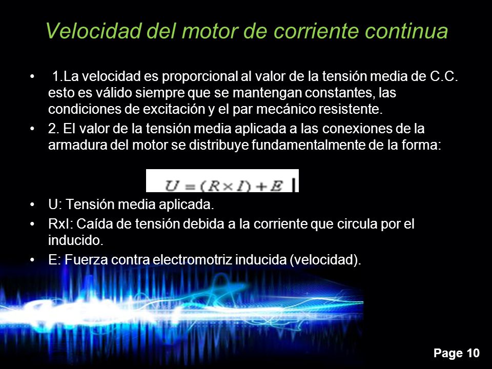 Velocidad del motor de corriente continua