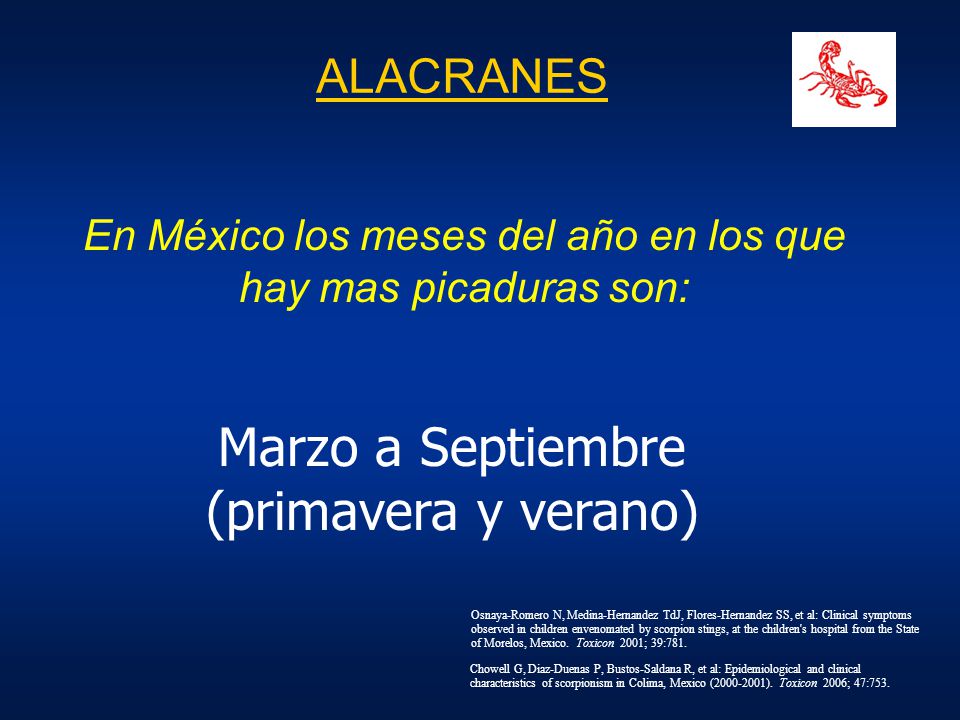 En México los meses del año en los que hay mas picaduras son: