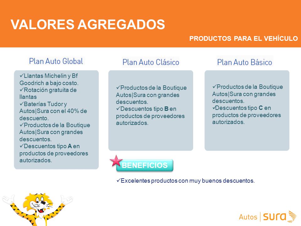 VALORES AGREGADOS BENEFICIOS PRODUCTOS PARA EL VEHÍCULO