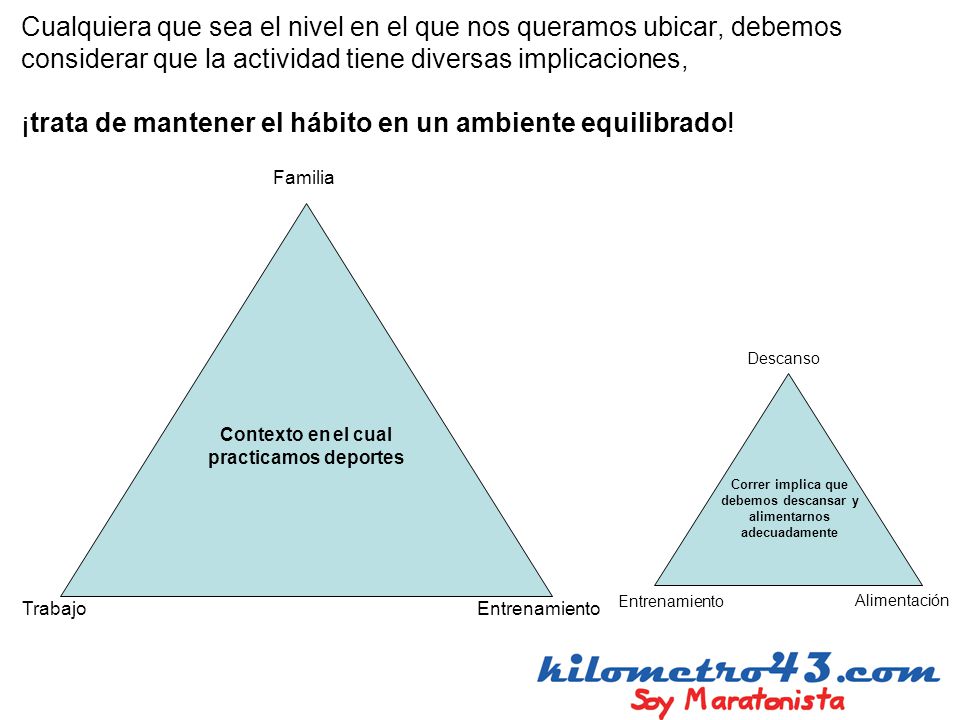 Correr implica que debemos descansar y alimentarnos adecuadamente