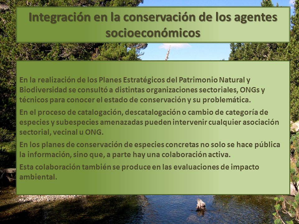 Integración en la conservación de los agentes socioeconómicos