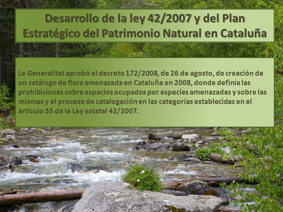 Desarrollo de la ley 42/2007 y del Plan Estratégico del Patrimonio Natural en Cataluña
