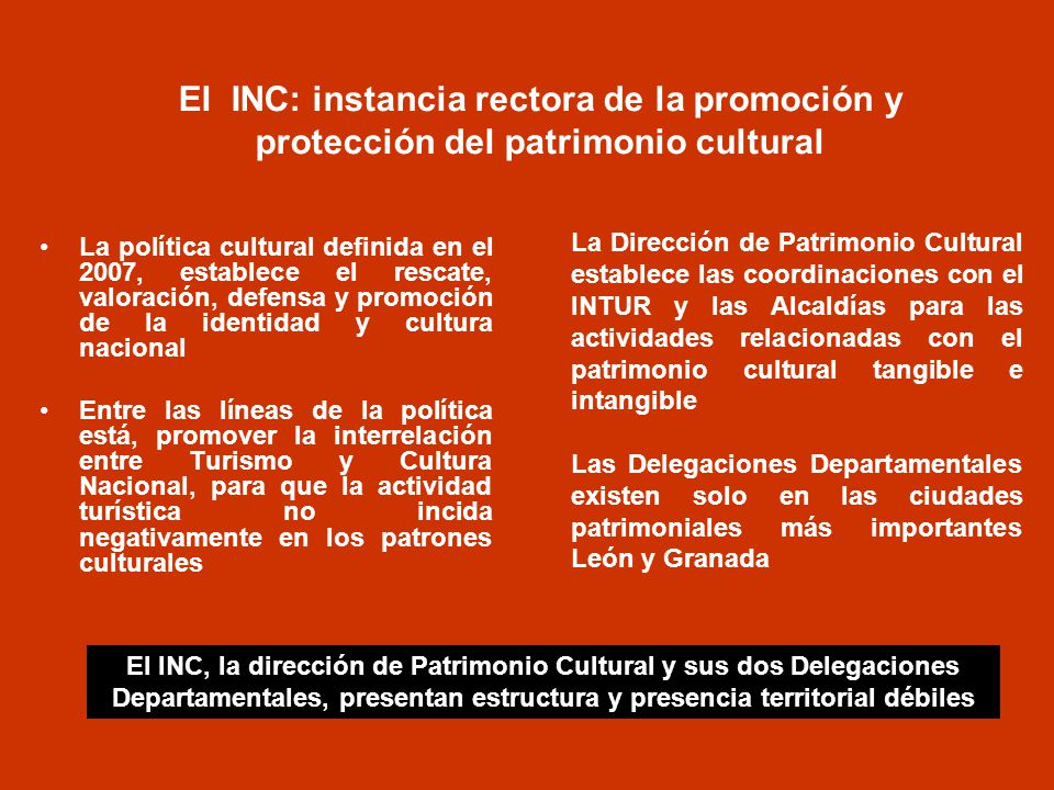 El INC: instancia rectora de la promoción y protección del patrimonio cultural