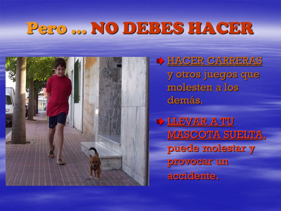 Pero … NO DEBES HACER HACER CARRERAS y otros juegos que molesten a los demás.