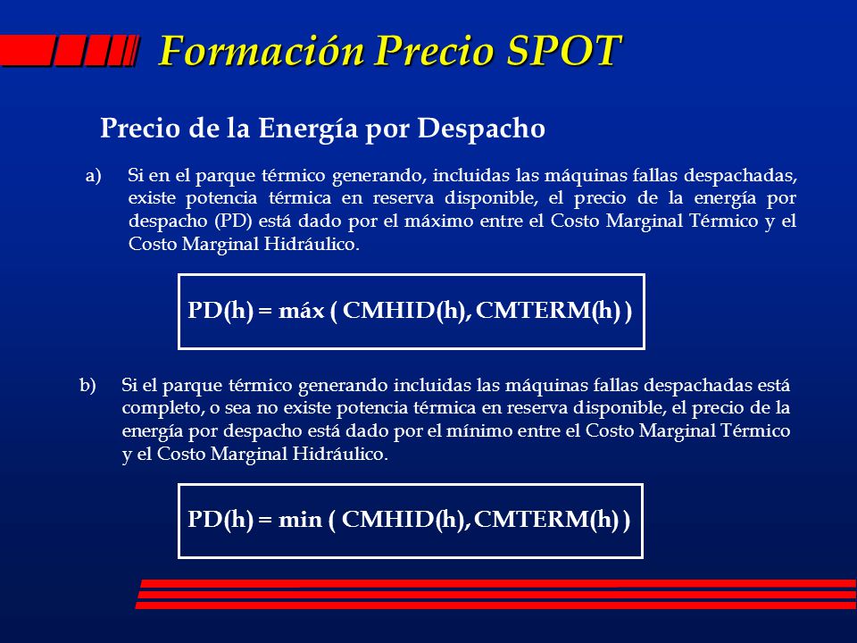Formación Precio SPOT Precio de la Energía por Despacho