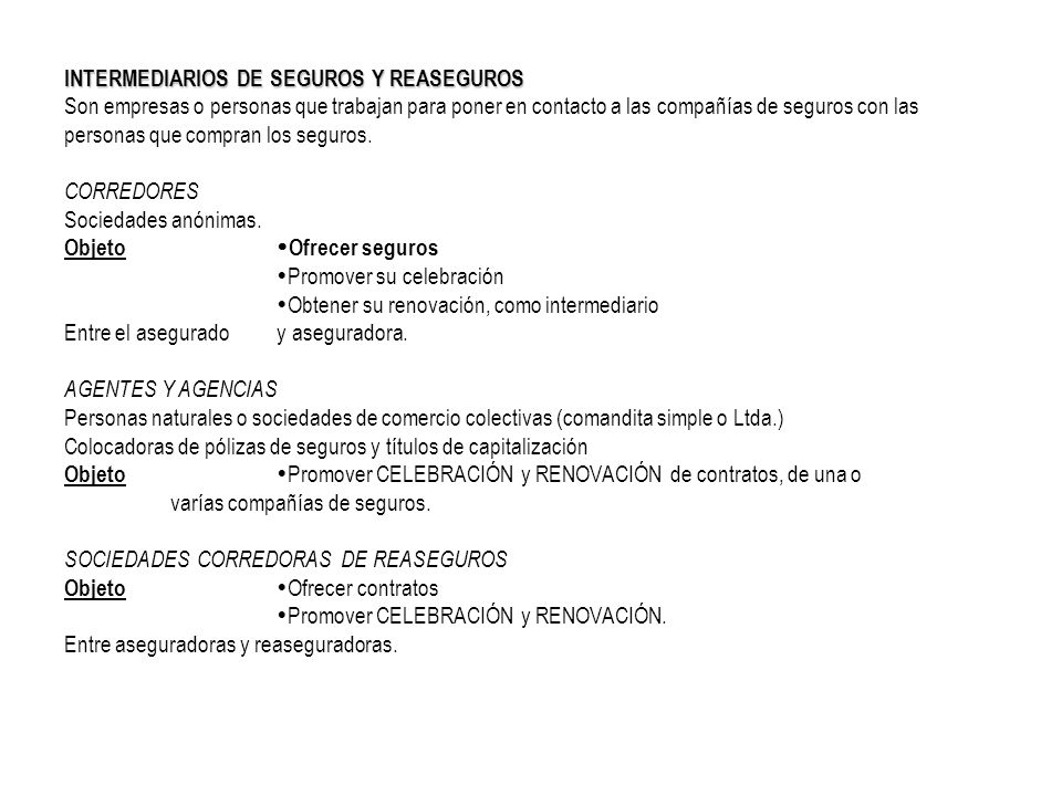 INTERMEDIARIOS DE SEGUROS Y REASEGUROS