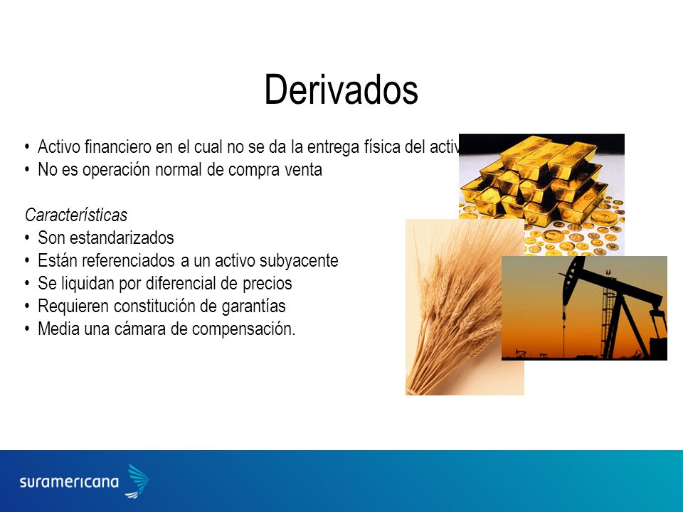 Derivados Activo financiero en el cual no se da la entrega física del activo. No es operación normal de compra venta.