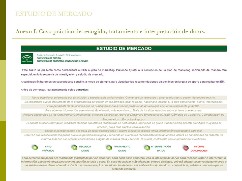 ESTUDIO DE MERCADO Anexo I: Caso práctico de recogida, tratamiento e interpretación de datos.