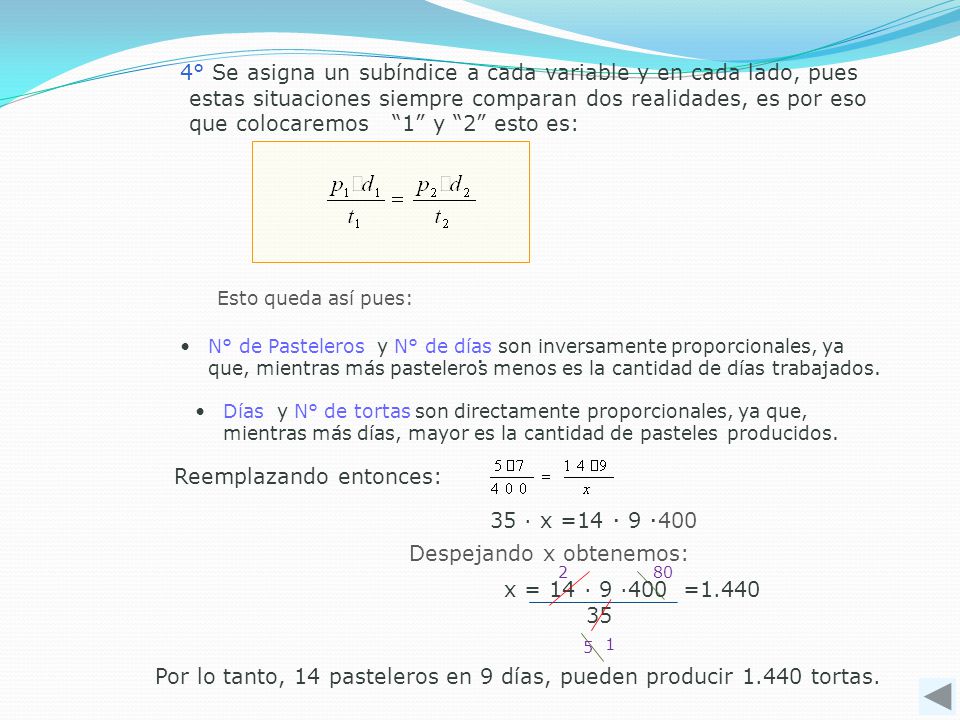 4° Se asigna un subíndice a cada variable y en cada lado, pues estas situaciones siempre comparan dos realidades, es por eso que colocaremos 1 y 2 esto es: