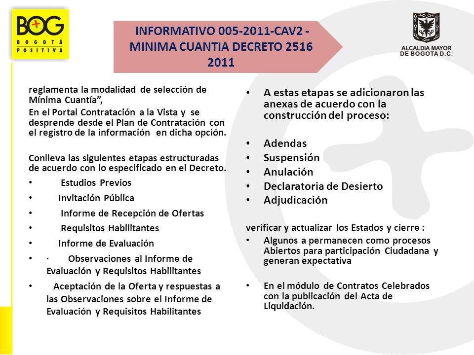 INFORMATIV​O C​AV2 - MINIMA CUANTIA DECRETO
