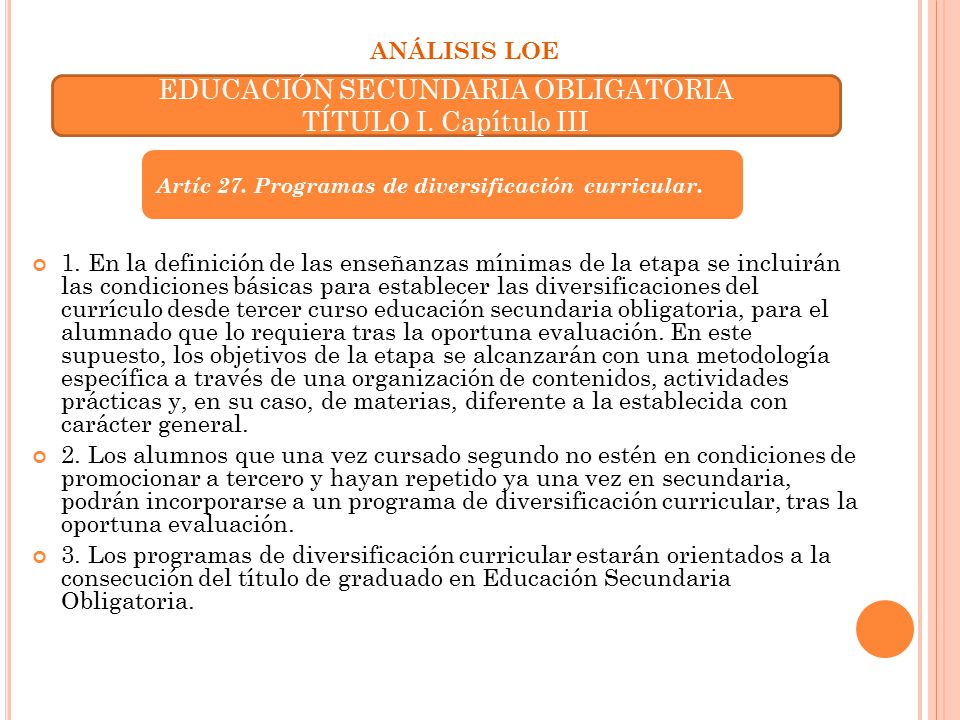 EDUCACIÓN SECUNDARIA OBLIGATORIA TÍTULO I. Capítulo III
