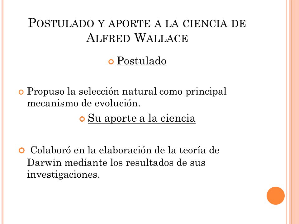 Postulado y aporte a la ciencia de Alfred Wallace