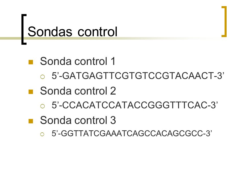 Sondas control Sonda control 1 Sonda control 2 Sonda control 3