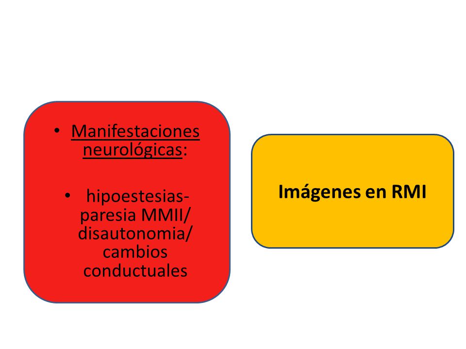 Imágenes en RMI Manifestaciones neurológicas: