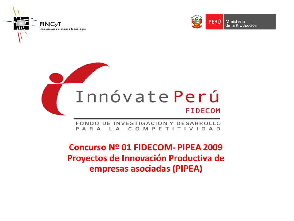 Concurso Nº 01 FIDECOM- PIPEA 2009 Proyectos de Innovación Productiva de empresas asociadas (PIPEA)