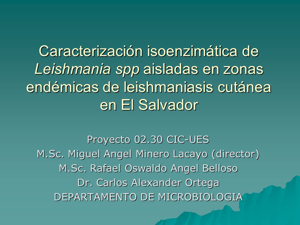 Caracterización isoenzimática de Leishmania spp aisladas en zonas endémicas de leishmaniasis cutánea en El Salvador