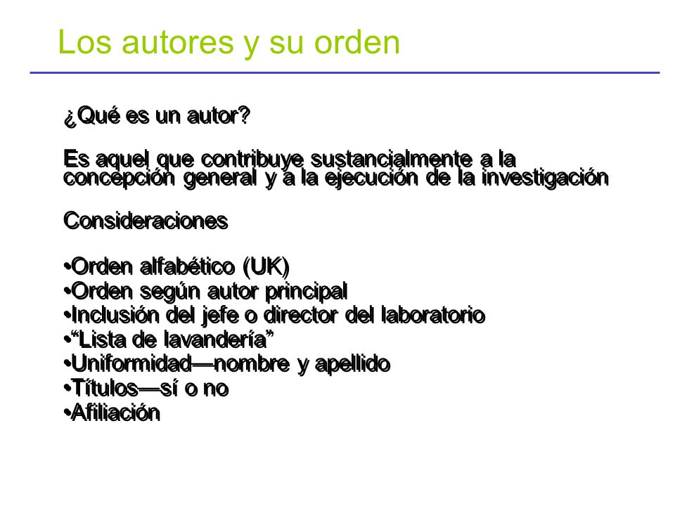 Los autores y su orden ¿Qué es un autor