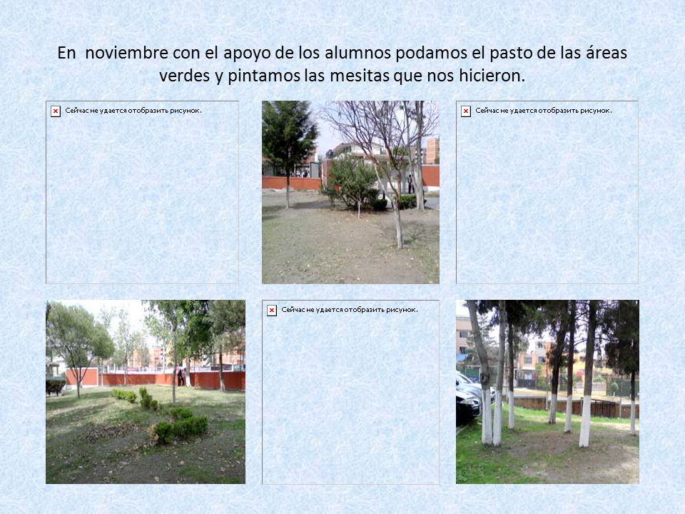 En noviembre con el apoyo de los alumnos podamos el pasto de las áreas verdes y pintamos las mesitas que nos hicieron.