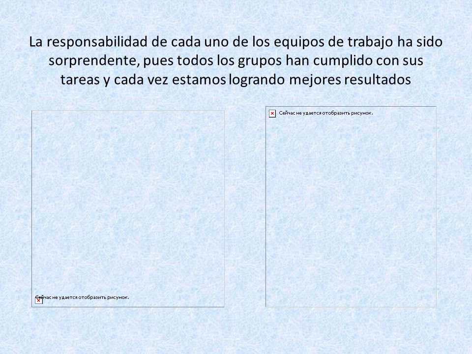 La responsabilidad de cada uno de los equipos de trabajo ha sido sorprendente, pues todos los grupos han cumplido con sus tareas y cada vez estamos logrando mejores resultados