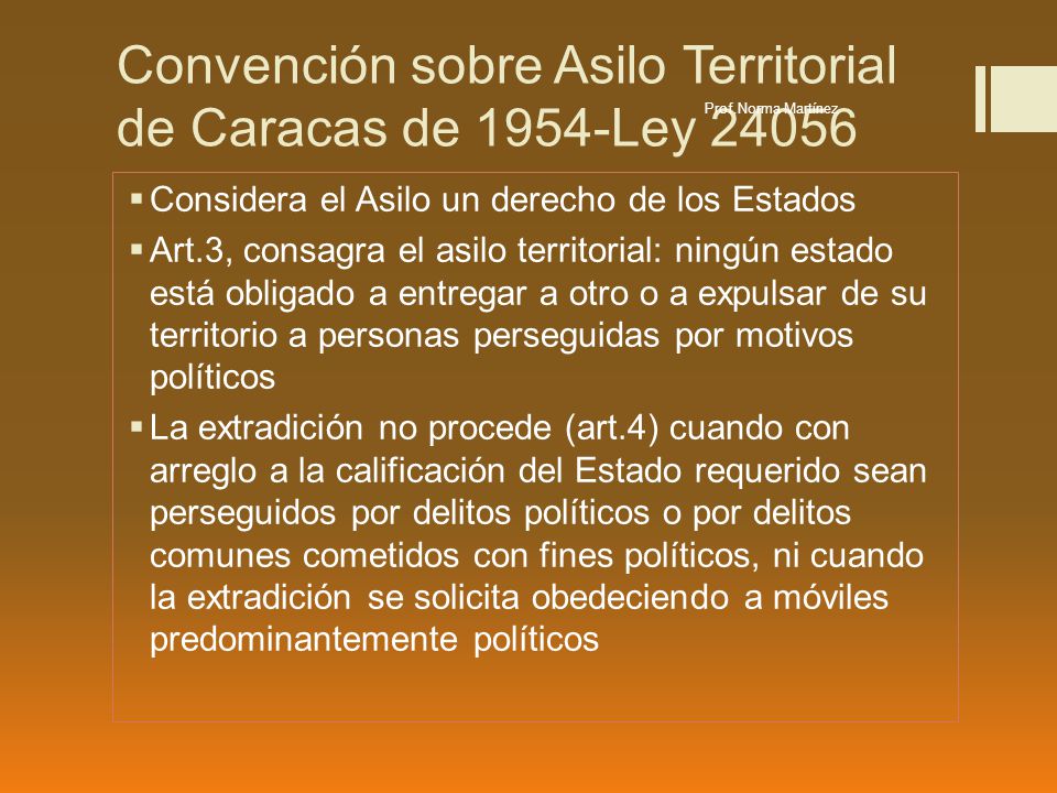 Convención sobre Asilo Territorial de Caracas de 1954-Ley 24056