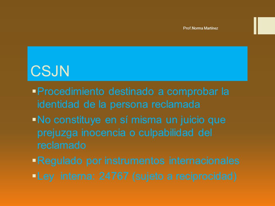 Prof.Norma Martínez CSJN. Procedimiento destinado a comprobar la identidad de la persona reclamada.