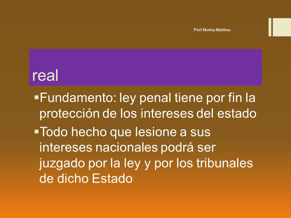Prof.Norma Martínez real. Fundamento: ley penal tiene por fin la protección de los intereses del estado.