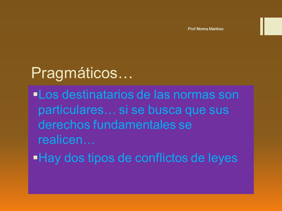 Prof.Norma Martínez Pragmáticos… Los destinatarios de las normas son particulares… si se busca que sus derechos fundamentales se realicen…