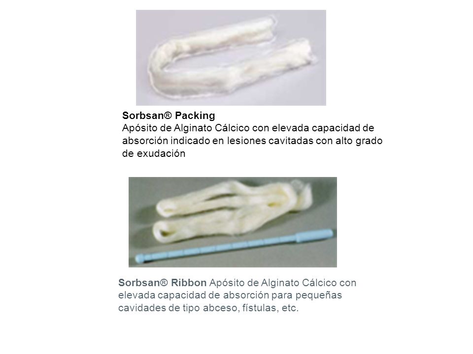 Sorbsan® Packing Apósito de Alginato Cálcico con elevada capacidad de absorción indicado en lesiones cavitadas con alto grado de exudación
